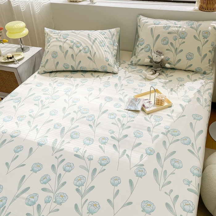 91家纺网 家纺一手货源 找家纺 绵庭 2023新款 全棉印花床单 水榭听香