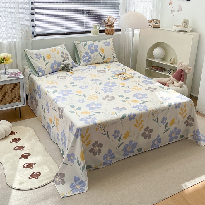 91家纺网 家纺一手货源 找家纺 绵庭 2023新款 全棉印花床单 花清玉洁