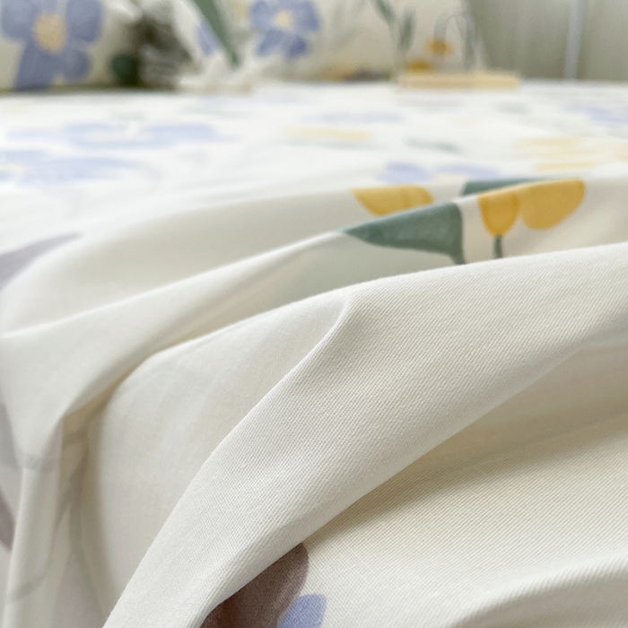 91家纺网 家纺一手货源 找家纺 绵庭 2023新款 全棉印花床单 花清玉洁