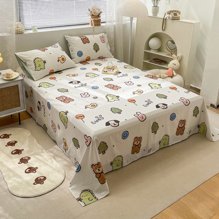 91家纺网 家纺一手货源 找家纺 绵庭 2023新款 全棉印花床单 欢乐牧场