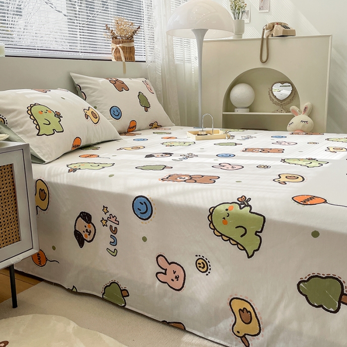 91家纺网 家纺一手货源 找家纺 绵庭 2023新款 全棉印花床单 欢乐牧场