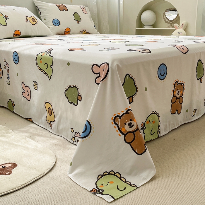 91家纺网 家纺一手货源 找家纺 绵庭 2023新款 全棉印花床单 欢乐牧场