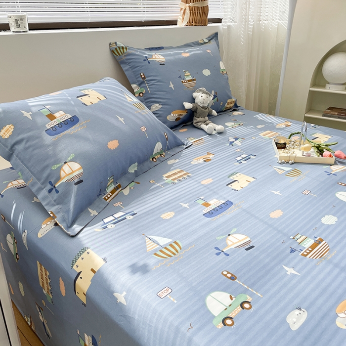 91家纺网 家纺一手货源 找家纺 绵庭 2023新款 全棉印花床单 玩具乐园-兰