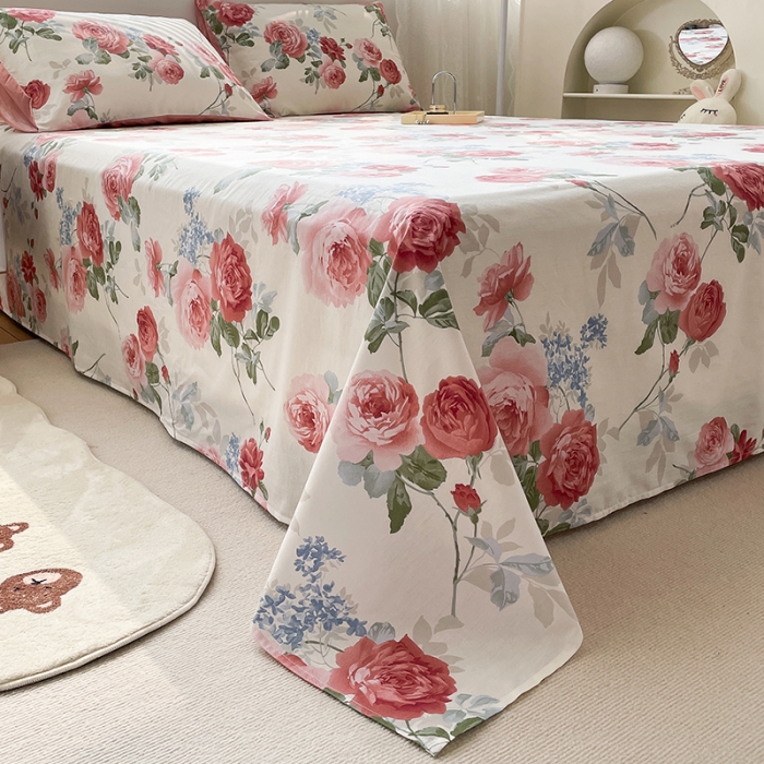 91家纺网 家纺一手货源 找家纺 绵庭 2023新款 全棉印花床单 锦上添花