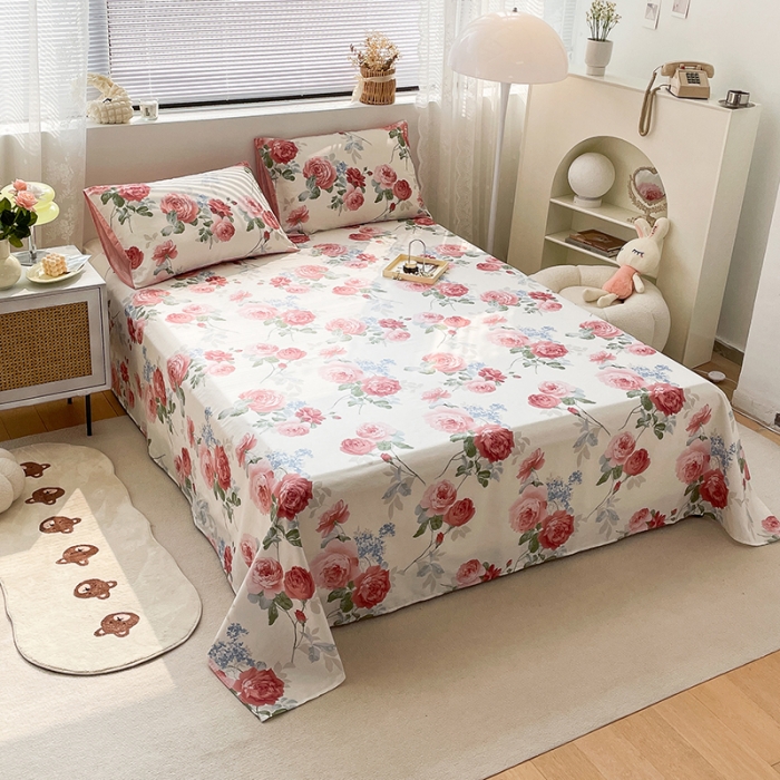 91家纺网 家纺一手货源 找家纺 绵庭 2023新款 全棉印花床单 锦上添花