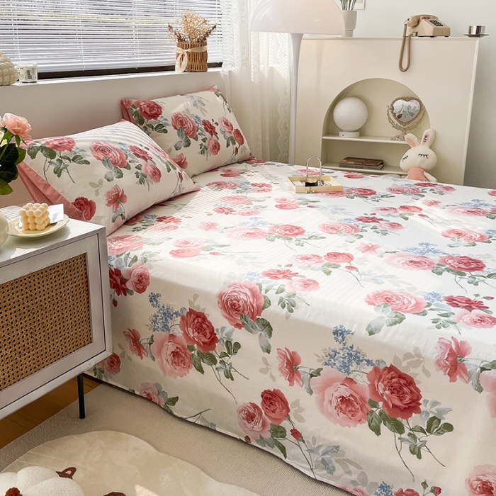 91家纺网 家纺一手货源 找家纺 绵庭 2023新款 全棉印花床单 锦上添花