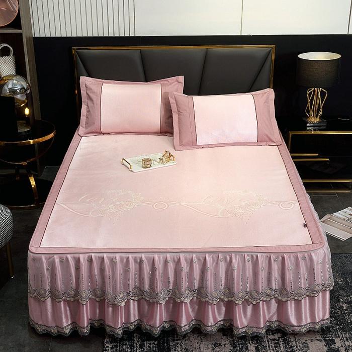 91家纺网 家纺一手货源 找家纺 2024床裙冰丝席夏凉席空调席居家席子学生宿舍爱意清欢