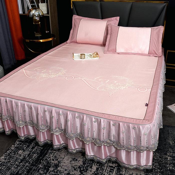 91家纺网 家纺一手货源 找家纺 2024床裙冰丝席夏凉席空调席居家席子学生宿舍爱意清欢