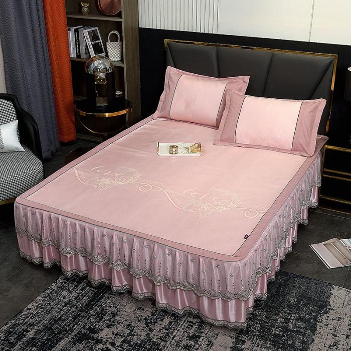 91家纺网 家纺一手货源 找家纺 2024床裙冰丝席夏凉席空调席居家席子学生宿舍爱意清欢