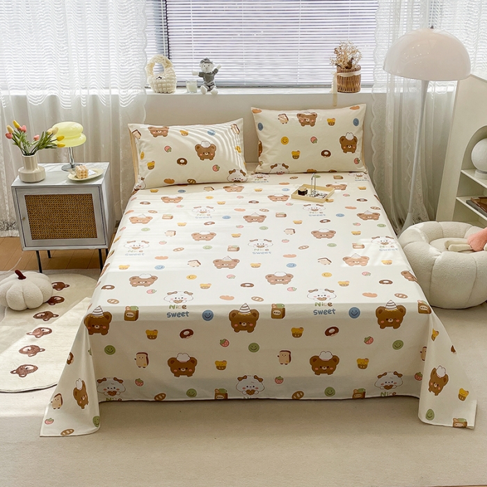 91家纺网 家纺一手货源 找家纺 绵庭 2023新款 全棉印花床单 熊宝宝