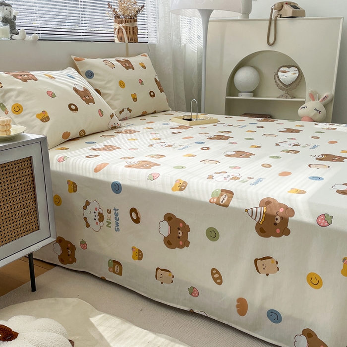 91家纺网 家纺一手货源 找家纺 绵庭 2023新款 全棉印花床单 熊宝宝