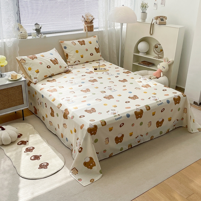 91家纺网 家纺一手货源 找家纺 绵庭 2023新款 全棉印花床单 熊宝宝