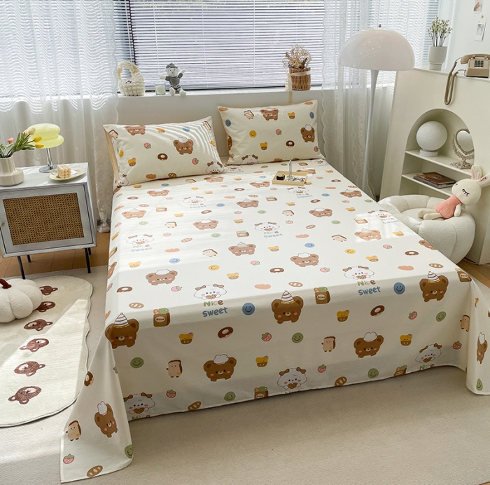 91家纺网 家纺一手货源 找家纺 绵庭 2023新款 全棉印花床单 熊宝宝