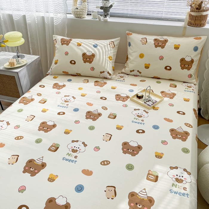 91家纺网 家纺一手货源 找家纺 绵庭 2023新款 全棉印花床单 熊宝宝