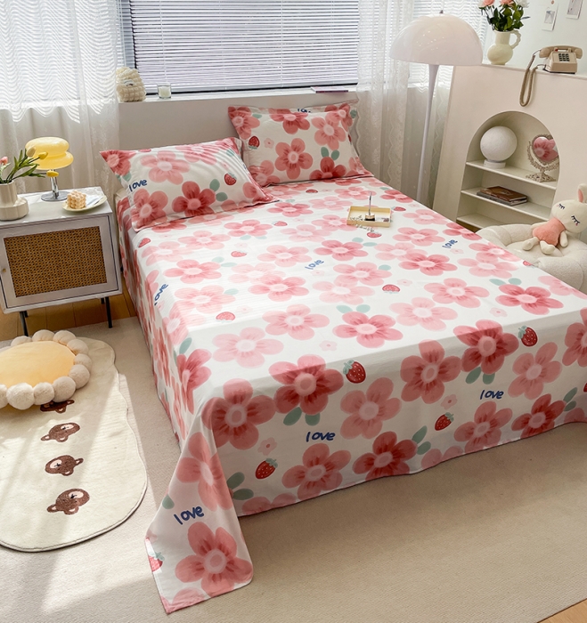 91家纺网 家纺一手货源 找家纺 绵庭 2023新款 全棉印花床单 云梦花间