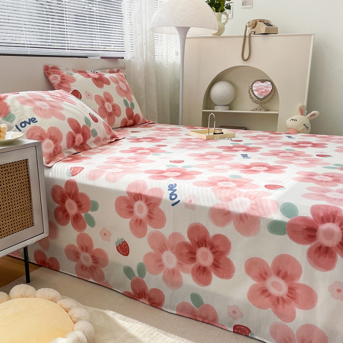 91家纺网 家纺一手货源 找家纺 绵庭 2023新款 全棉印花床单 云梦花间