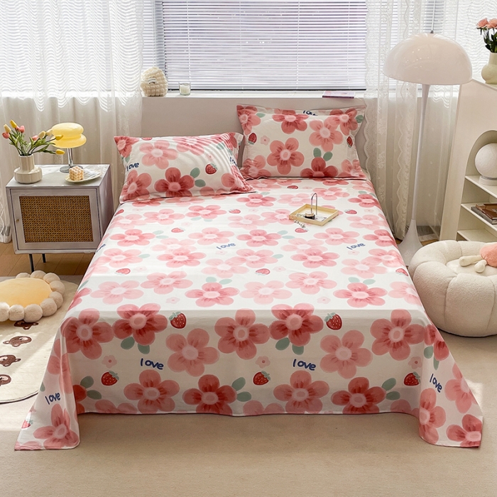 91家纺网 家纺一手货源 找家纺 绵庭 2023新款 全棉印花床单 云梦花间