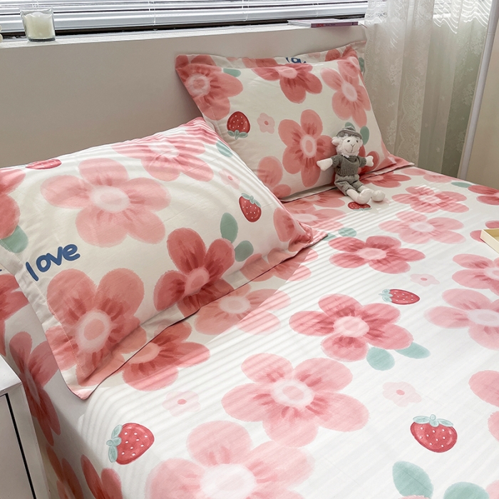 91家纺网 家纺一手货源 找家纺 绵庭 2023新款 全棉印花床单 云梦花间