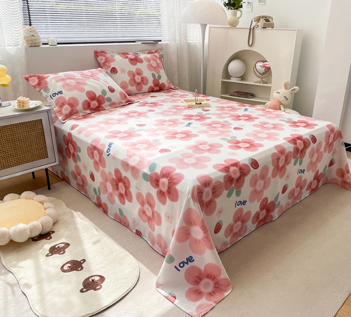 91家纺网 家纺一手货源 找家纺 绵庭 2023新款 全棉印花床单 云梦花间