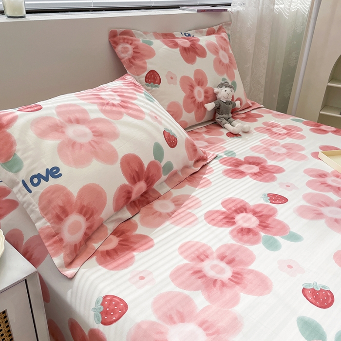 91家纺网 家纺一手货源 找家纺 绵庭 2023新款 全棉印花床单 云梦花间