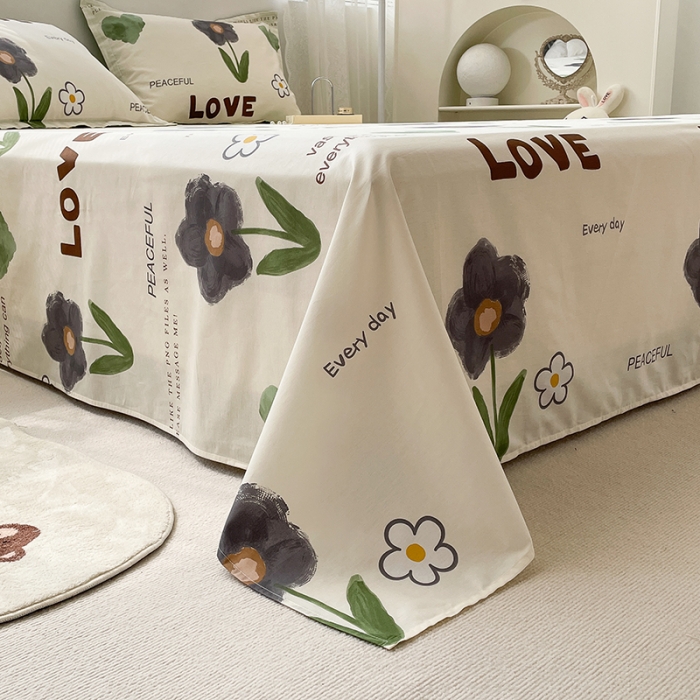 91家纺网 家纺一手货源 找家纺 绵庭 2023新款 全棉印花床单 绿蔓