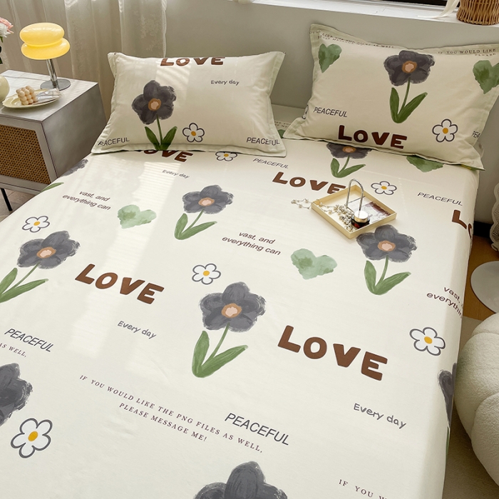 91家纺网 家纺一手货源 找家纺 绵庭 2023新款 全棉印花床单 绿蔓