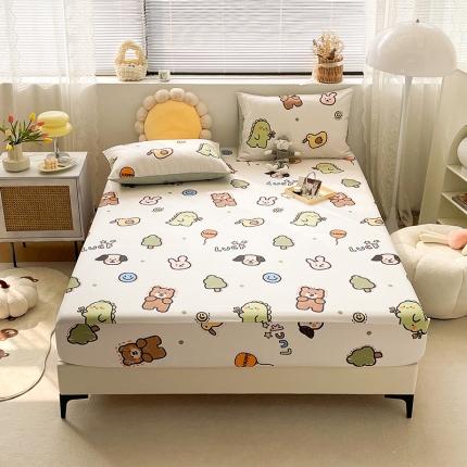 91家纺网 家纺一手货源 找家纺 绵庭 2023新款 全棉印花床笠 欢乐牧场