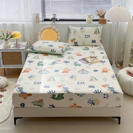 91家纺网 家纺一手货源 找家纺 绵庭 2023新款 全棉印花床笠 恐龙世界