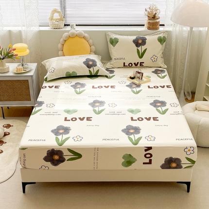 91家纺网 家纺一手货源 找家纺 绵庭 2023新款 全棉印花床笠 绿蔓