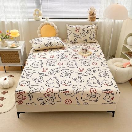 91家纺网 家纺一手货源 找家纺 绵庭 2023新款 全棉印花床笠 萌宠