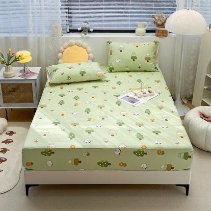 91家纺网 家纺一手货源 找家纺 绵庭 2023新款 全棉印花床笠 森林羊