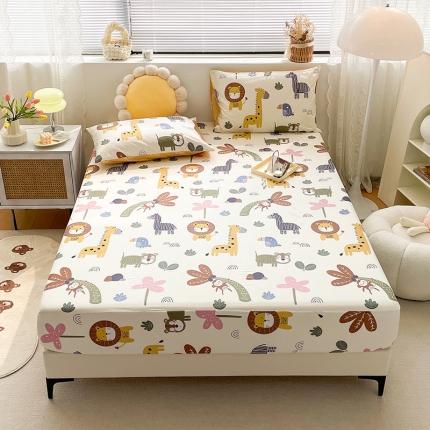 91家纺网 家纺一手货源 找家纺 绵庭 2023新款 全棉印花床笠 野生动物园