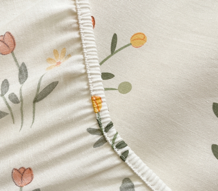 91家纺网 家纺一手货源 找家纺 绵庭 2023新款 全棉印花床笠 春晓