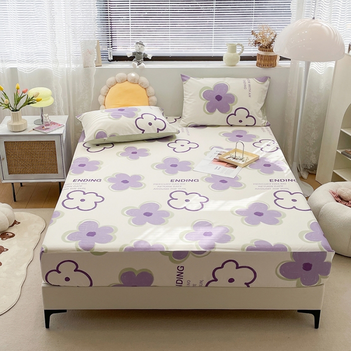 91家纺网 家纺一手货源 找家纺 绵庭 2023新款 全棉印花床笠 花仑