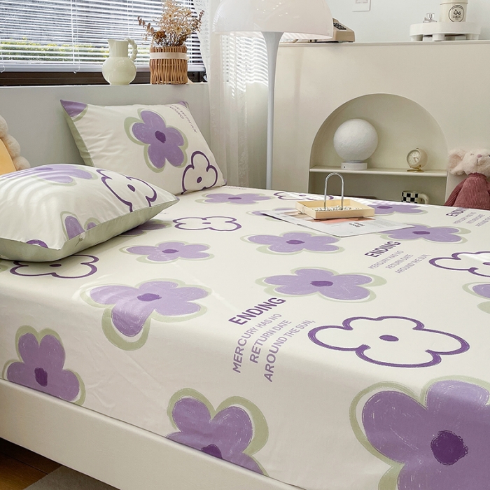 91家纺网 家纺一手货源 找家纺 绵庭 2023新款 全棉印花床笠 花仑