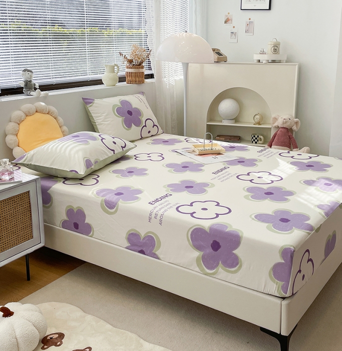 91家纺网 家纺一手货源 找家纺 绵庭 2023新款 全棉印花床笠 花仑