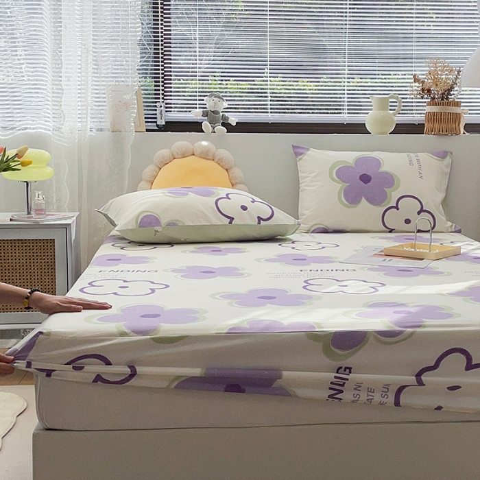 91家纺网 家纺一手货源 找家纺 绵庭 2023新款 全棉印花床笠 花仑