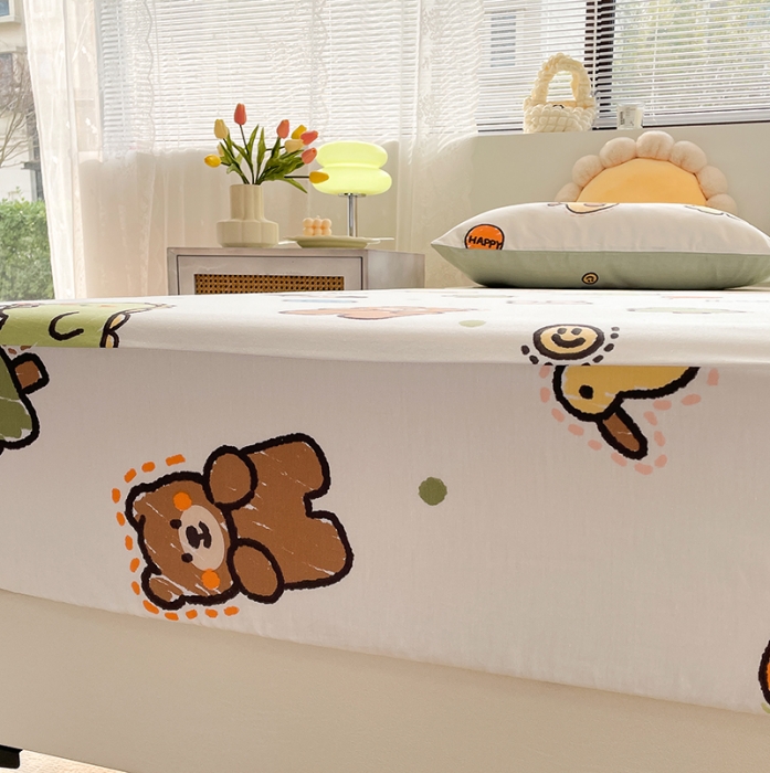 91家纺网 家纺一手货源 找家纺 绵庭 2023新款 全棉印花床笠 欢乐牧场