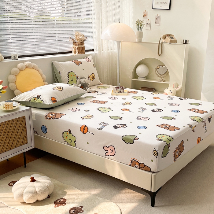 91家纺网 家纺一手货源 找家纺 绵庭 2023新款 全棉印花床笠 欢乐牧场