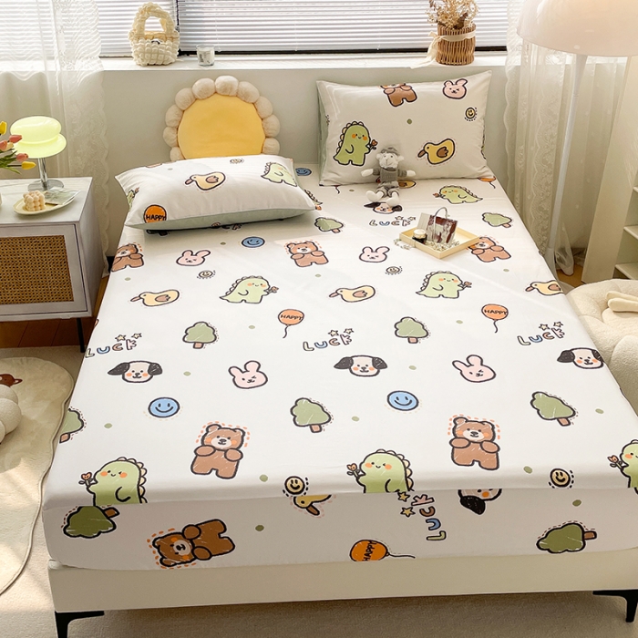 91家纺网 家纺一手货源 找家纺 绵庭 2023新款 全棉印花床笠 欢乐牧场