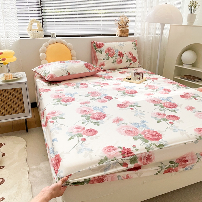 91家纺网 家纺一手货源 找家纺 绵庭 2023新款 全棉印花床笠 锦上添花