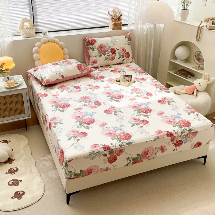 91家纺网 家纺一手货源 找家纺 绵庭 2023新款 全棉印花床笠 锦上添花