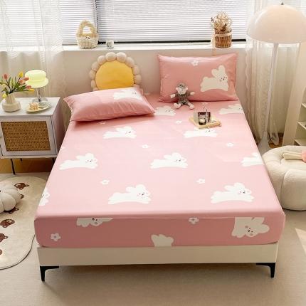 绵庭 2023新款 全棉印花床笠 萌萌兔-粉