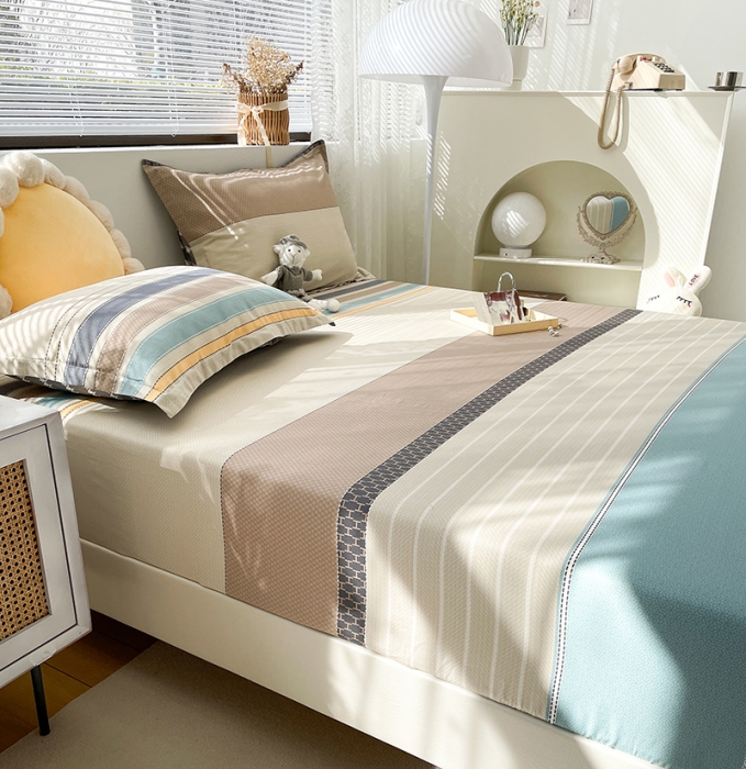 91家纺网 家纺一手货源 找家纺 绵庭 2023新款 全棉印花床笠 莫兰迪-兰