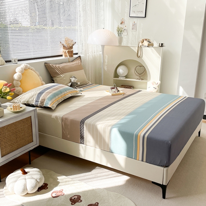 91家纺网 家纺一手货源 找家纺 绵庭 2023新款 全棉印花床笠 莫兰迪-兰