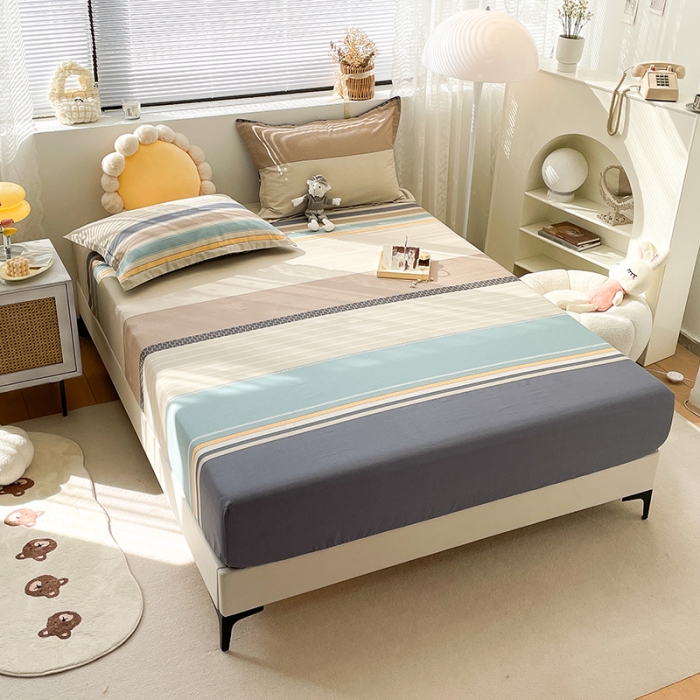 91家纺网 家纺一手货源 找家纺 绵庭 2023新款 全棉印花床笠 莫兰迪-兰