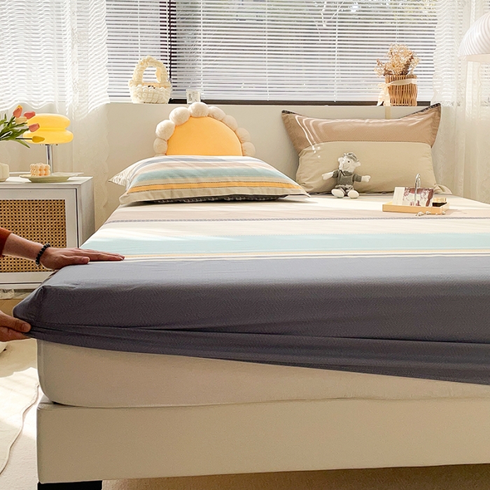 91家纺网 家纺一手货源 找家纺 绵庭 2023新款 全棉印花床笠 莫兰迪-兰