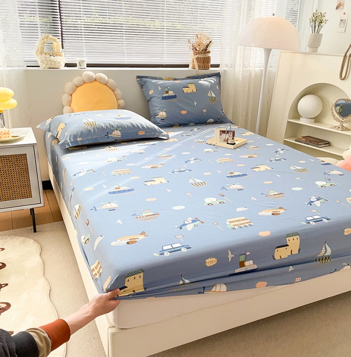 91家纺网 家纺一手货源 找家纺 绵庭 2023新款 全棉印花床笠 玩具乐园-兰