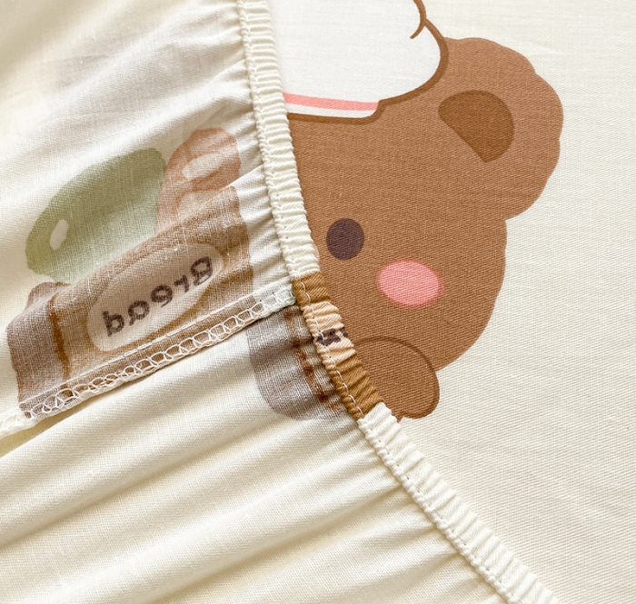 91家纺网 家纺一手货源 找家纺 绵庭 2023新款 全棉印花床笠 熊宝宝