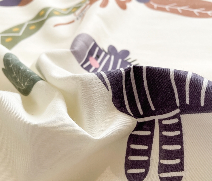 91家纺网 家纺一手货源 找家纺 绵庭 2023新款 全棉印花床笠 野生动物园